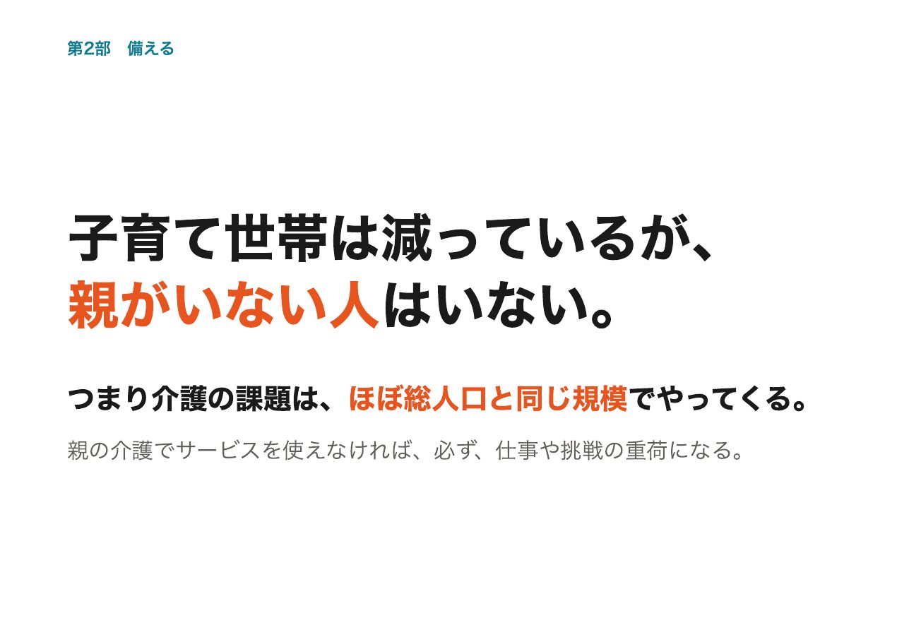 会見フリップ24：子育て世帯は減っているが、親がいない人はいない。